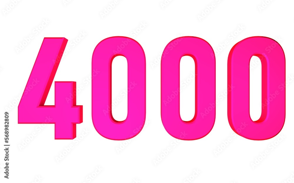 Poster colored 3d number 4000. design element.