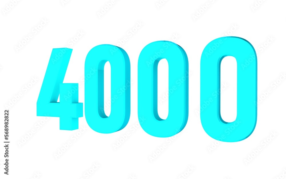 Poster colored 3d number 4000. design element.