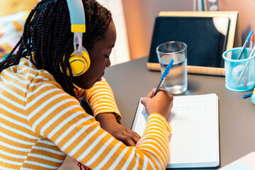 Teenager girl during homeschooling