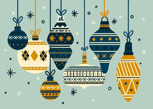Flat style Christmas decorative balls