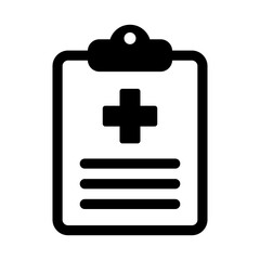 Medical history icon, medical report symbol. Health care clipboard icon. Medical card icon.