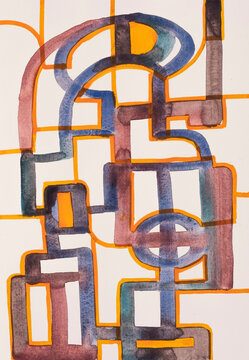 An abstract watercolor painting in the form of an irregular mesh.