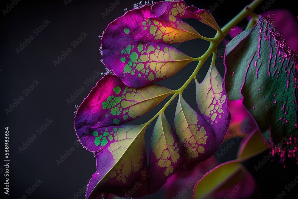 Poster macro image of a bougainvillea blossom, representing an abstract idea. generative ai