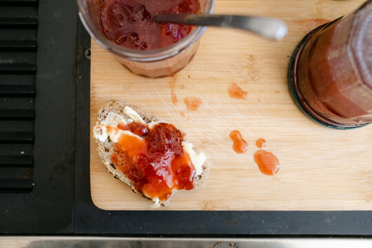 homemade preserve on bred

