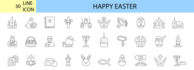 easter line editable stroke icons. Spring, holidays, Christ, God, Christianity. Vector illustrator