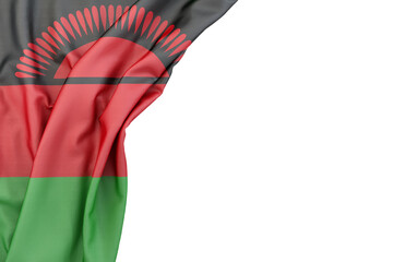 Flag of Malawi in the corner on white background. 3D rendering. Isolated