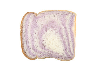 Taro slices of bread on a white background