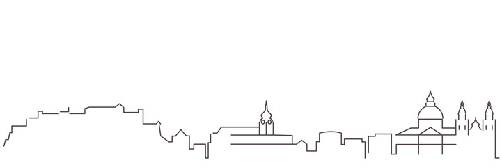Obraz premium Salzburg Dark Line Simple Minimalist Skyline With White Background