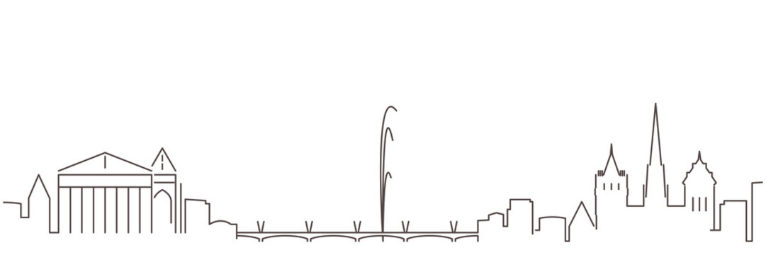 Geneva Dark Line Simple Minimalist Skyline With White Background