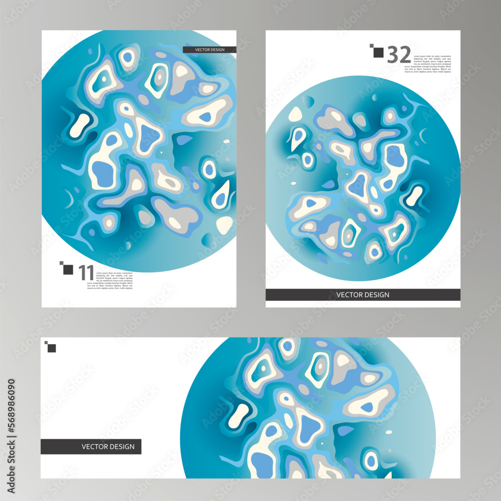 Poster Abstract dynamic gradient. Vector graphic elements in modern style. Brochure with liquid shapes Amoeba forms. Vector illustration