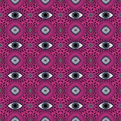 Naklejka premium Abstract symbols turkeys seamless evil eyes magic pattern for wrapping paper and fabrics and linens