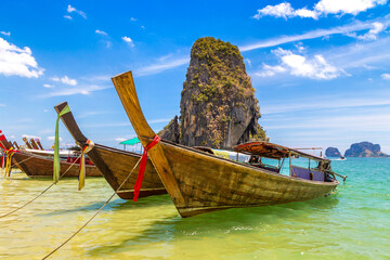 Boat at Phra Nang Beach in  Thailand