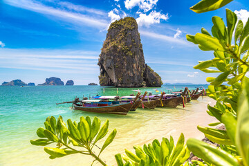 Boat at Phra Nang Beach in  Thailand