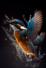 Kinfgisher bird in flight. generative AI