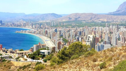 Fototapeta premium View of Benidorm from the top of the hill