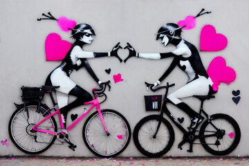 a graffiti of cycling lovers