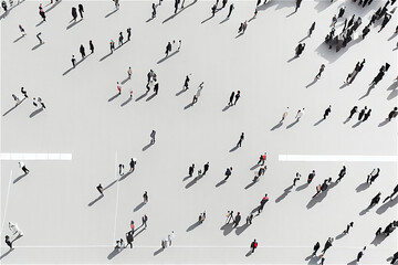 Aerial view of a crowd in the middle of the street, perfect for backgrounds, generative AI