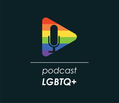 Ilustracao Podcast LGBTQ+, arco iris, gay, lesbica, audio, lesbicas, comunidade gay, rainbow, orgulho, LGBT, LGBTQ, representatividade, microfone, resistencia, voz, som, vetor, play, spotify, stream