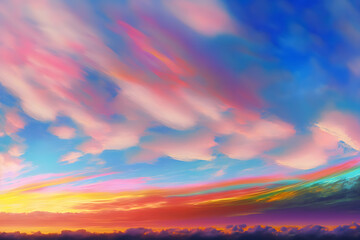 Fototapeta na wymiar sky watercolors colorfull. Created by Generative AI.
