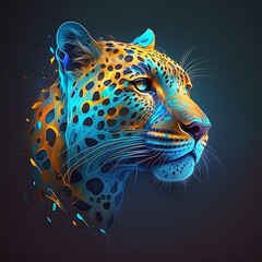 Fototapeta na wymiar Colorfull head of a jaguar ai
