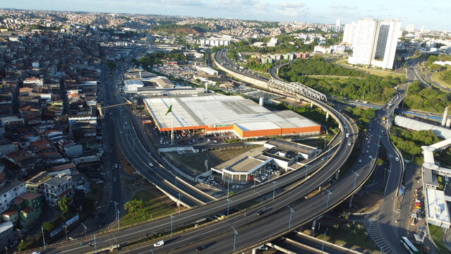 salvador, bahia, brazil - october 27, 2022: view of viaducts in the region of Rotula do Abacaxi in the city of Salvador.