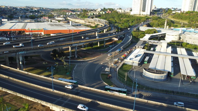 salvador, bahia, brazil - october 27, 2022: view of viaducts in the region of Rotula do Abacaxi in the city of Salvador.
