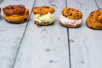 Homemade chocolate chip ice cream cookies  sandwiches