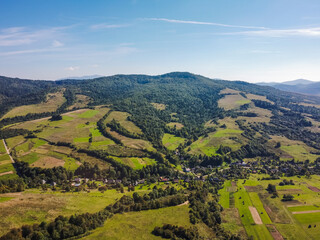 Aerial vIew by drone. Summer. Ukraine Carpatian mountains.