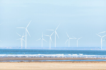Windmills in North Sea in Netherlands Wind turbines