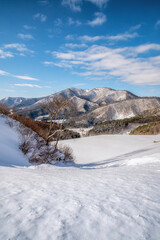 Fototapeta na wymiar 福島県下郷町　大内ダムの雪景色