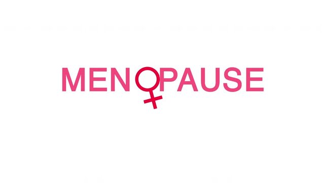 Falling menopause text and gynecology icon. The concept of menopause onset and aging in women. 4k graphic animation