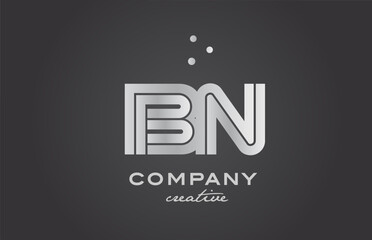 black and grey BN combination alphabet bold letter logo with dots. Joined creative template design for business and comp