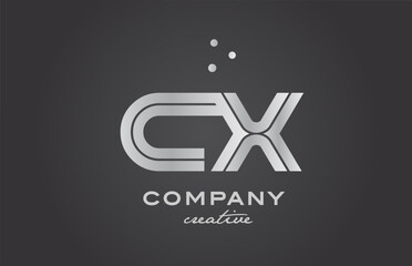 black and grey CX combination alphabet bold letter logo with dots. Joined creative template design for business and comp