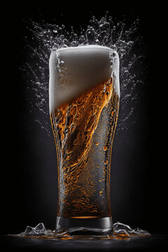 Pint of beer in a glass. AI generated illustration.