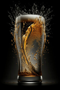 Pint of beer in a glass. AI generated illustration.