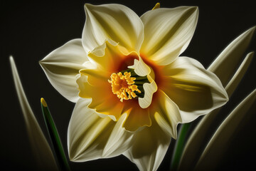 Daffodil Macro created with Generative AI Technology, ai, generative