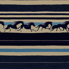 seamless pattern with horses racing