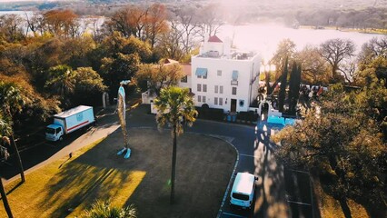 Austin Architecture of wedding venue. The Contemporary Laguna Gloria during sunset.
