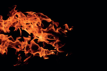 Realistic fire flame in black background