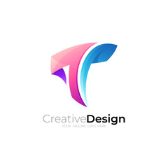 Simple letter T logo colorful, company logo template