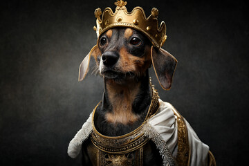 Verkleideter Hund als König Generative AI
