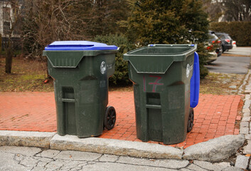 Recycling Bins public garbage trashcans 