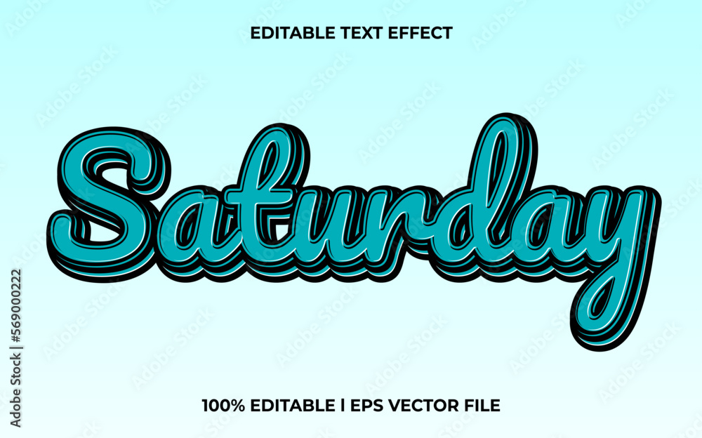 Poster saturday 3d text effect and editable text, template 3d style use for business tittle