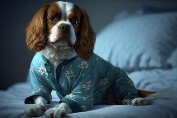 Ein Hund Im Pyjama Schalfanzug Generative AI