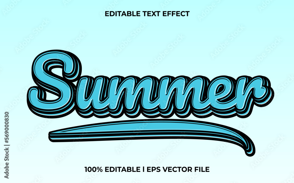 Aufkleber summer 3d text effect and editable text, template 3d style use for business tittle