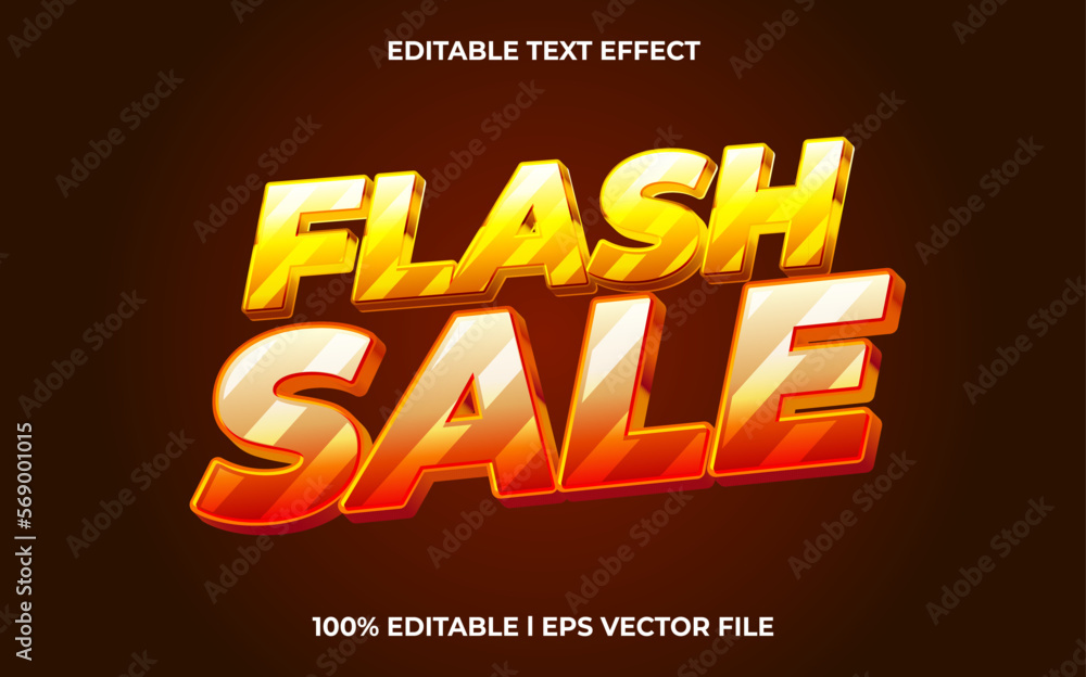 Aufkleber flash sale 3d text effect and editable text, template 3d style use for business tittle