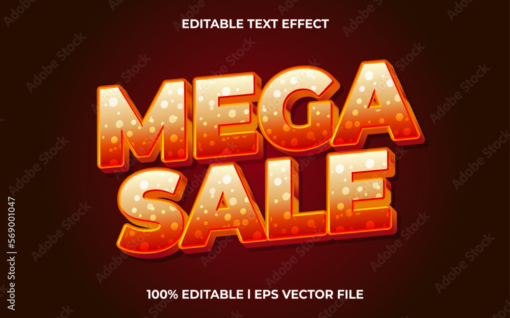 Poster mega sale 3d text effect and editable text, template 3d style use for business tittle