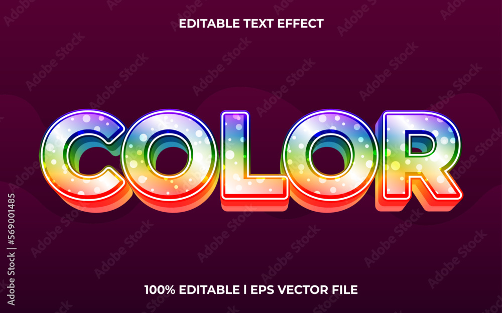 Poster color 3d text effect and editable text, template 3d style use for business tittle