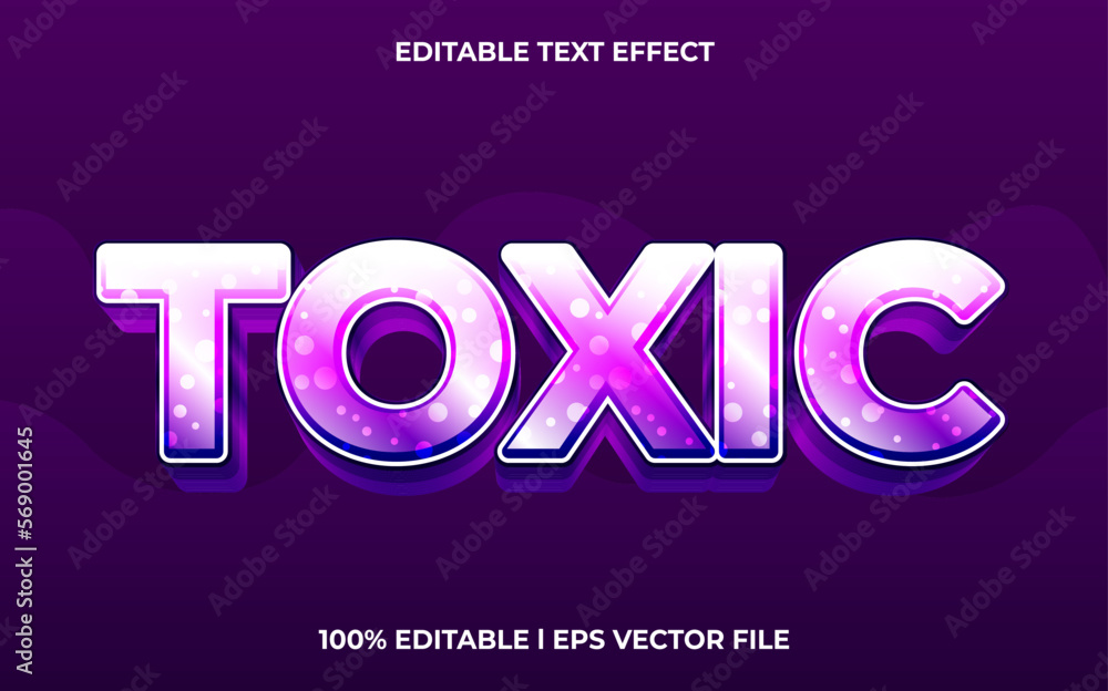 Aufkleber toxic 3d text effect and editable text, template 3d style use for business tittle