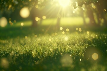 Beautiful grass and sunlight background - Illustration, Generative AI